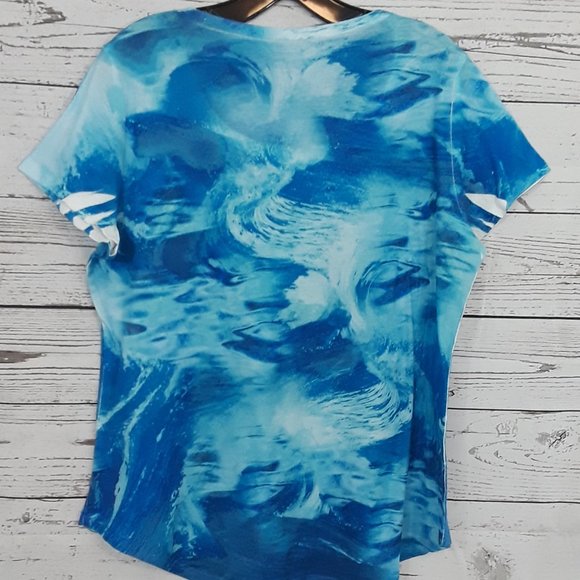 Style & Co L Blue Embellished Scoop Neck Top - Picture 4 of 5